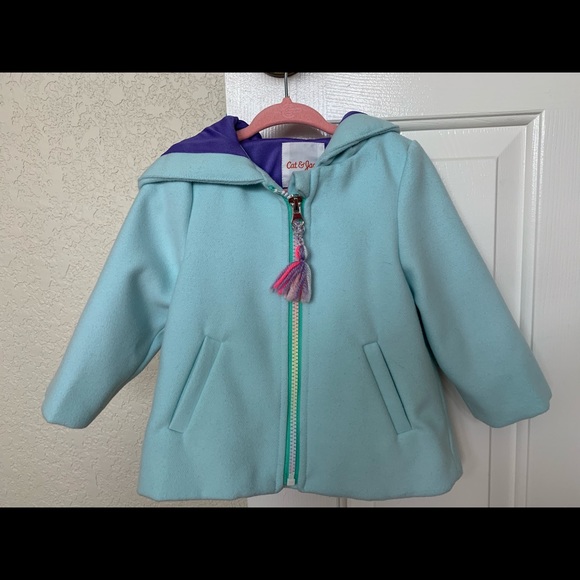 Cat & Jack Brand Baby Girl Unicorn Hooded Peacoat - Picture 12 of 12